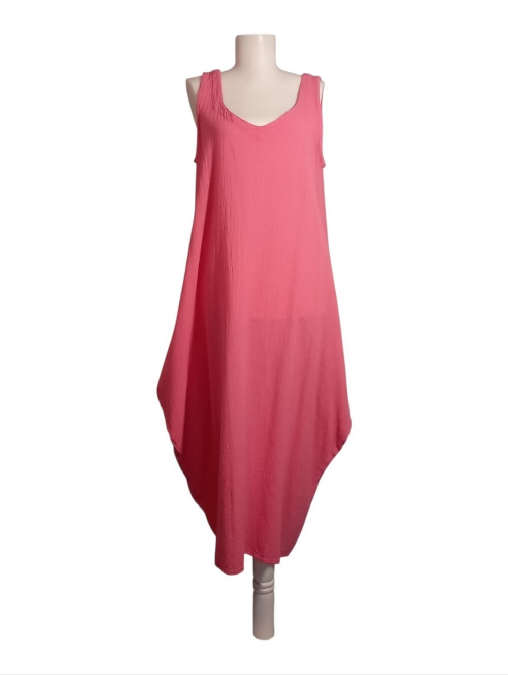 Oh My Gauze Pink Sleeveless Maxi Dress Size 1 Small Medium Pockets Cocoon Shape